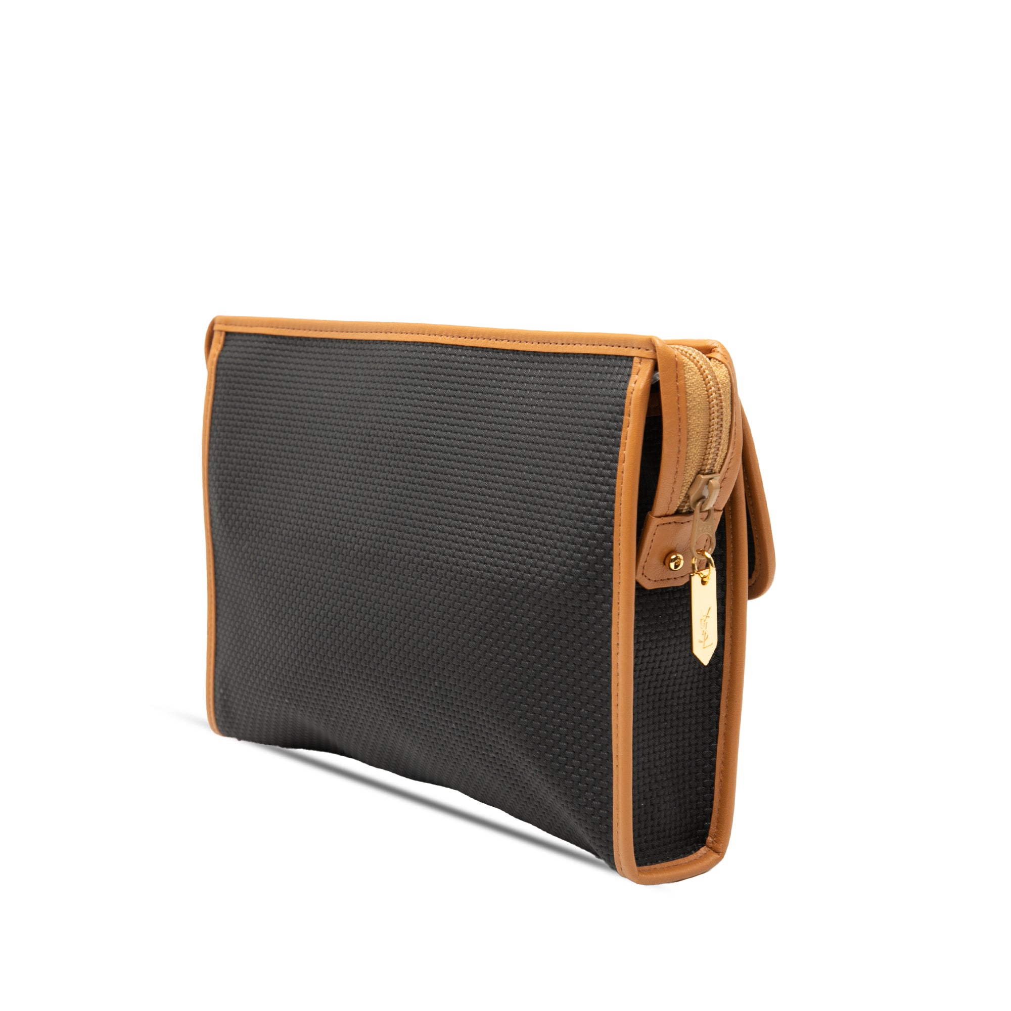 Leather Trimmed Coated Canvas Clutch - Image 2