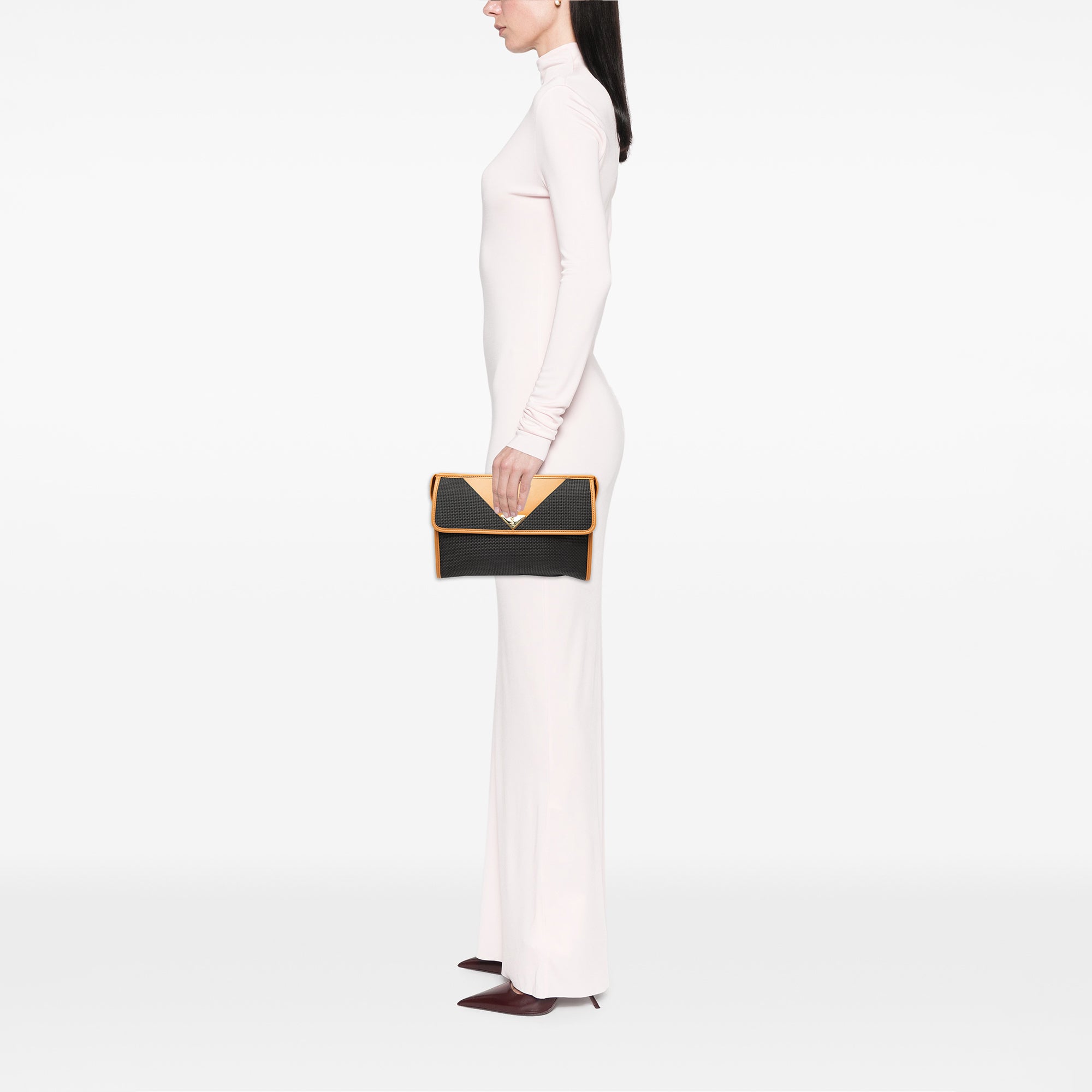 Leather Trimmed Coated Canvas Clutch - Image 6