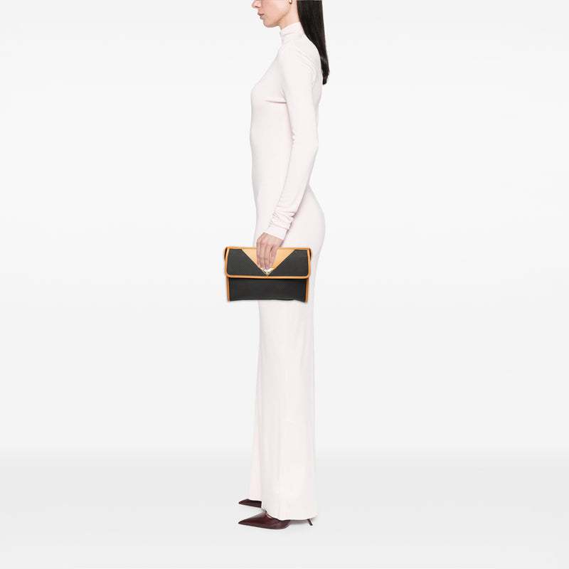 Leather Trimmed Coated Canvas Clutch - Image 6
