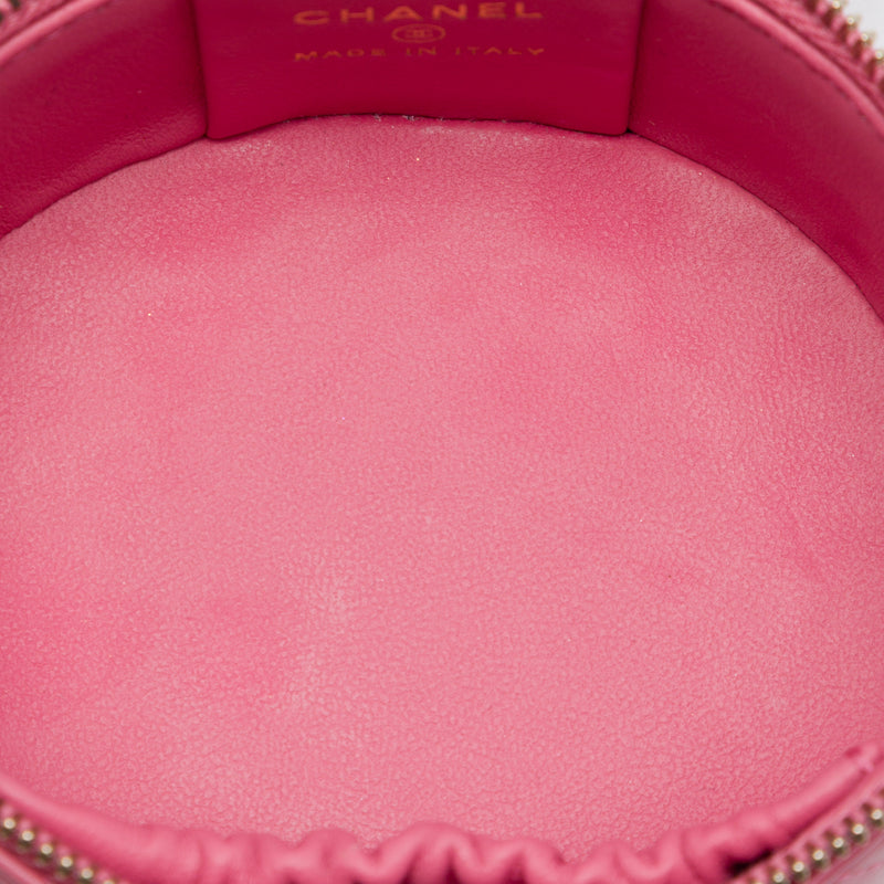 Mini CC Quilted Lambskin Pearl Top Handle Vanity Case with Chain - Image 4