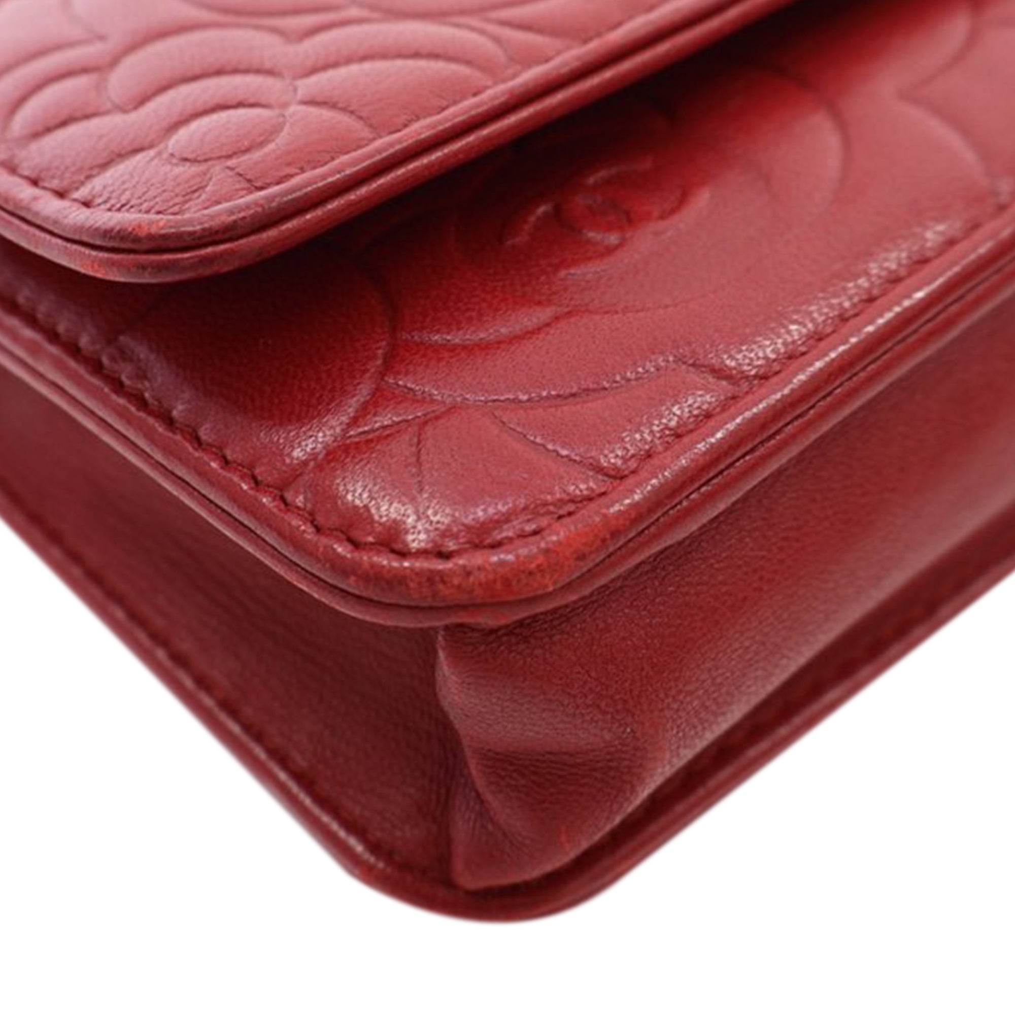 CC Embossed Lambskin Camellia Wallet On Chain - Image 10