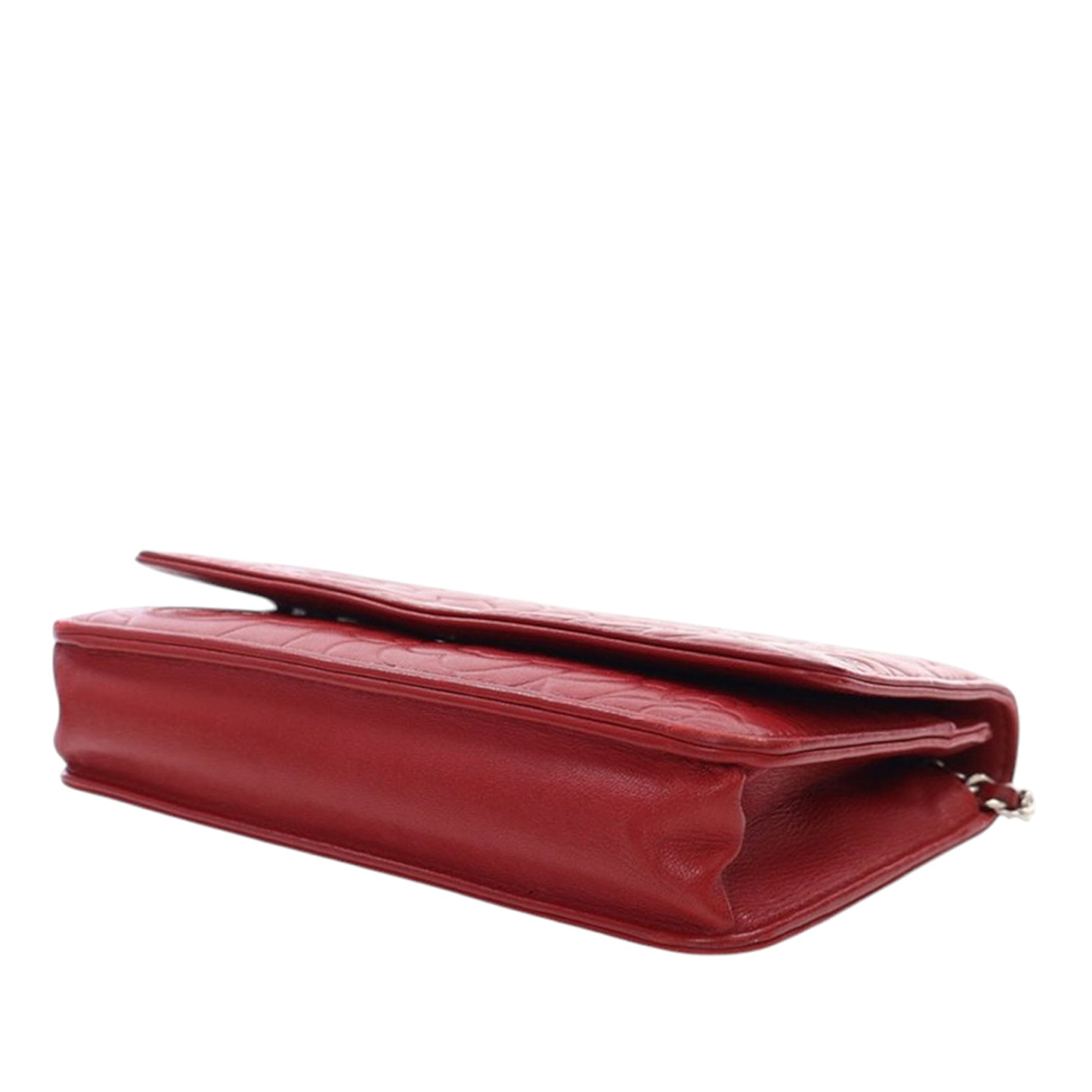 CC Embossed Lambskin Camellia Wallet On Chain - Image 12