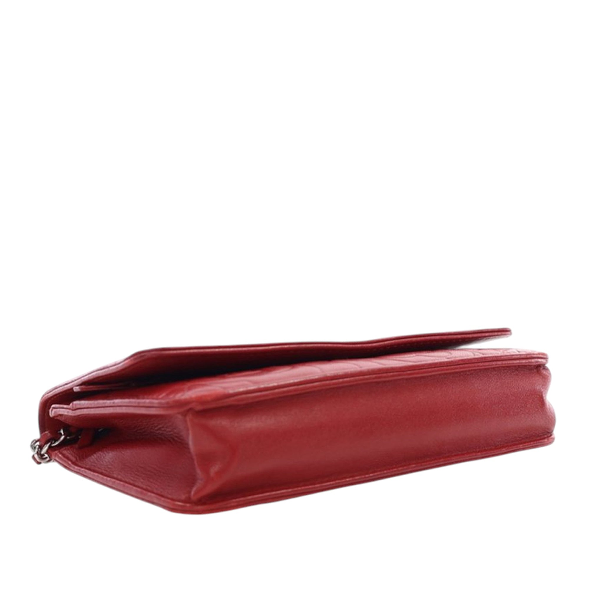 CC Embossed Lambskin Camellia Wallet On Chain - Image 13