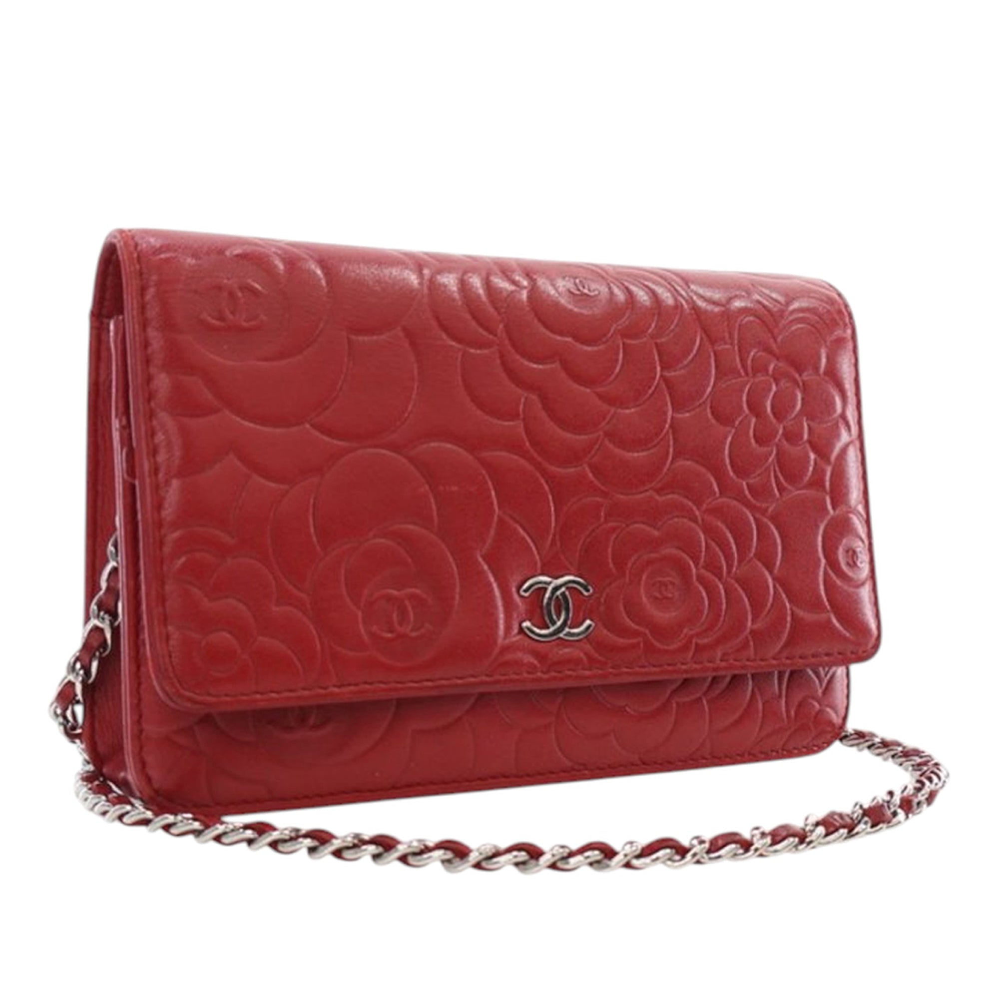 CC Embossed Lambskin Camellia Wallet On Chain - Image 2