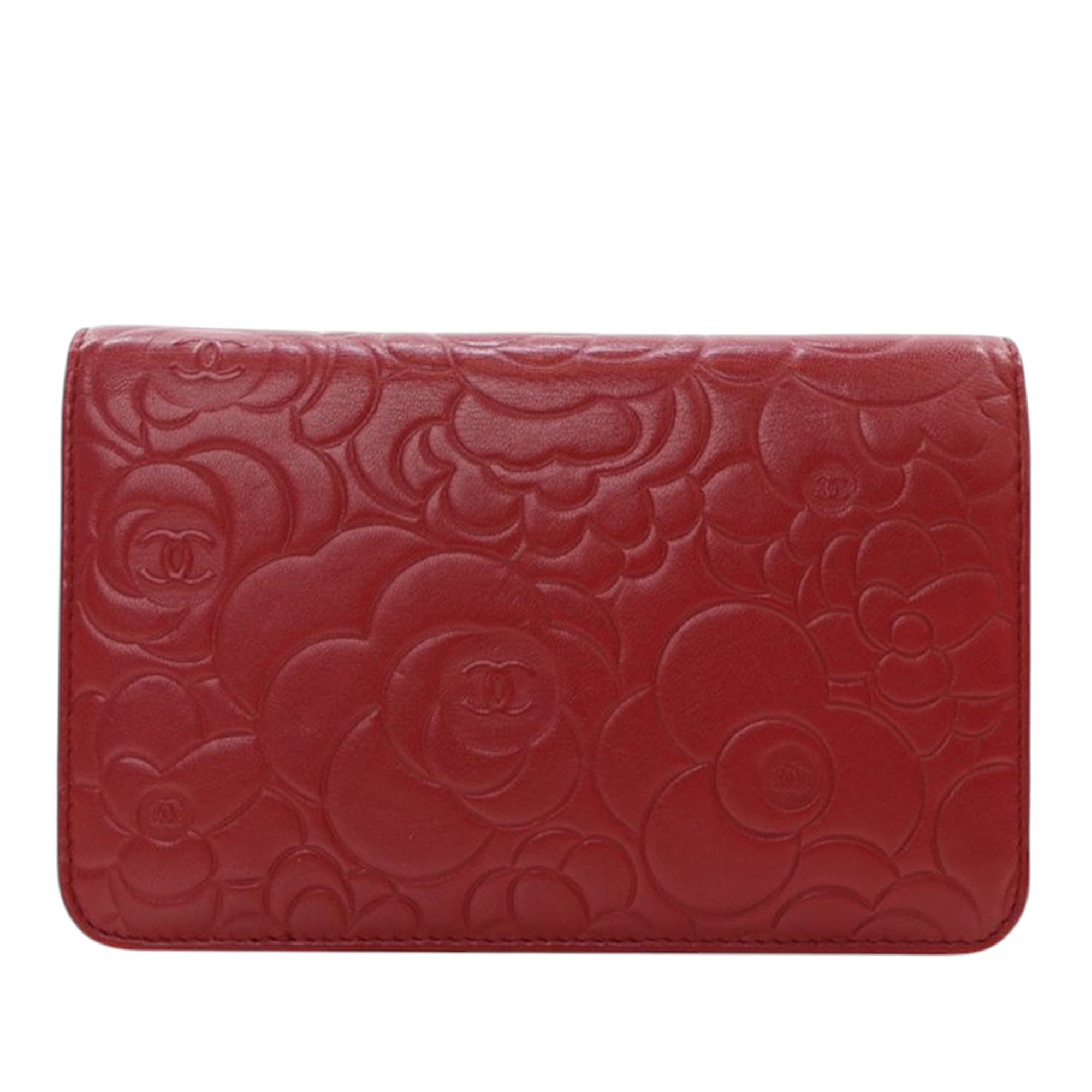 CC Embossed Lambskin Camellia Wallet On Chain - Image 4