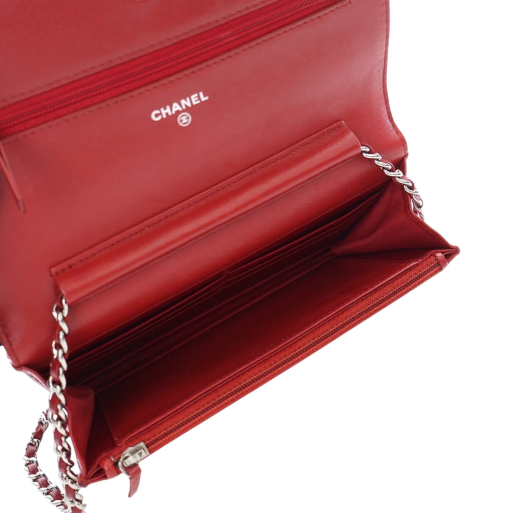 CC Embossed Lambskin Camellia Wallet On Chain - Image 6