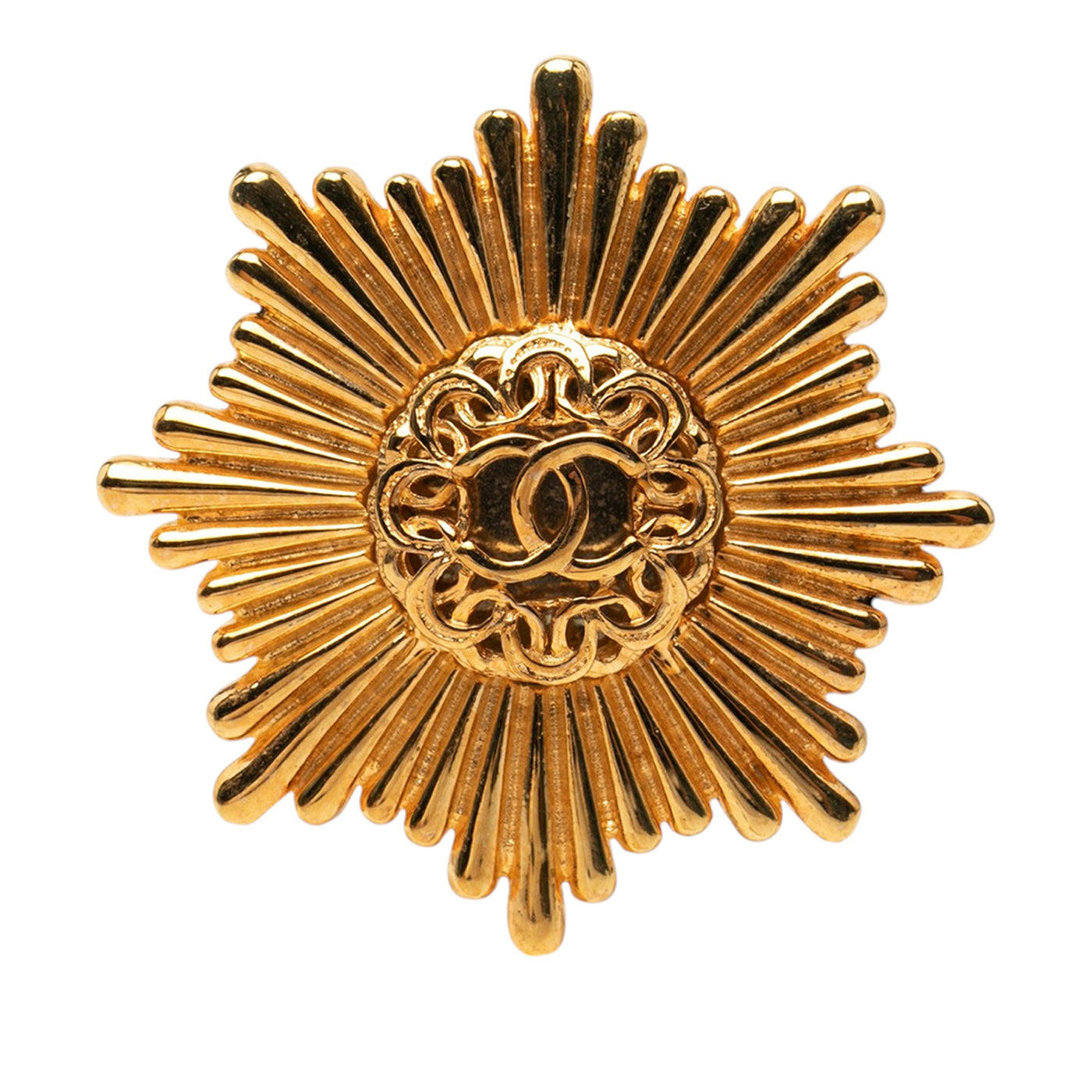 CC Gold Plated Starburst Brooch - Image 1