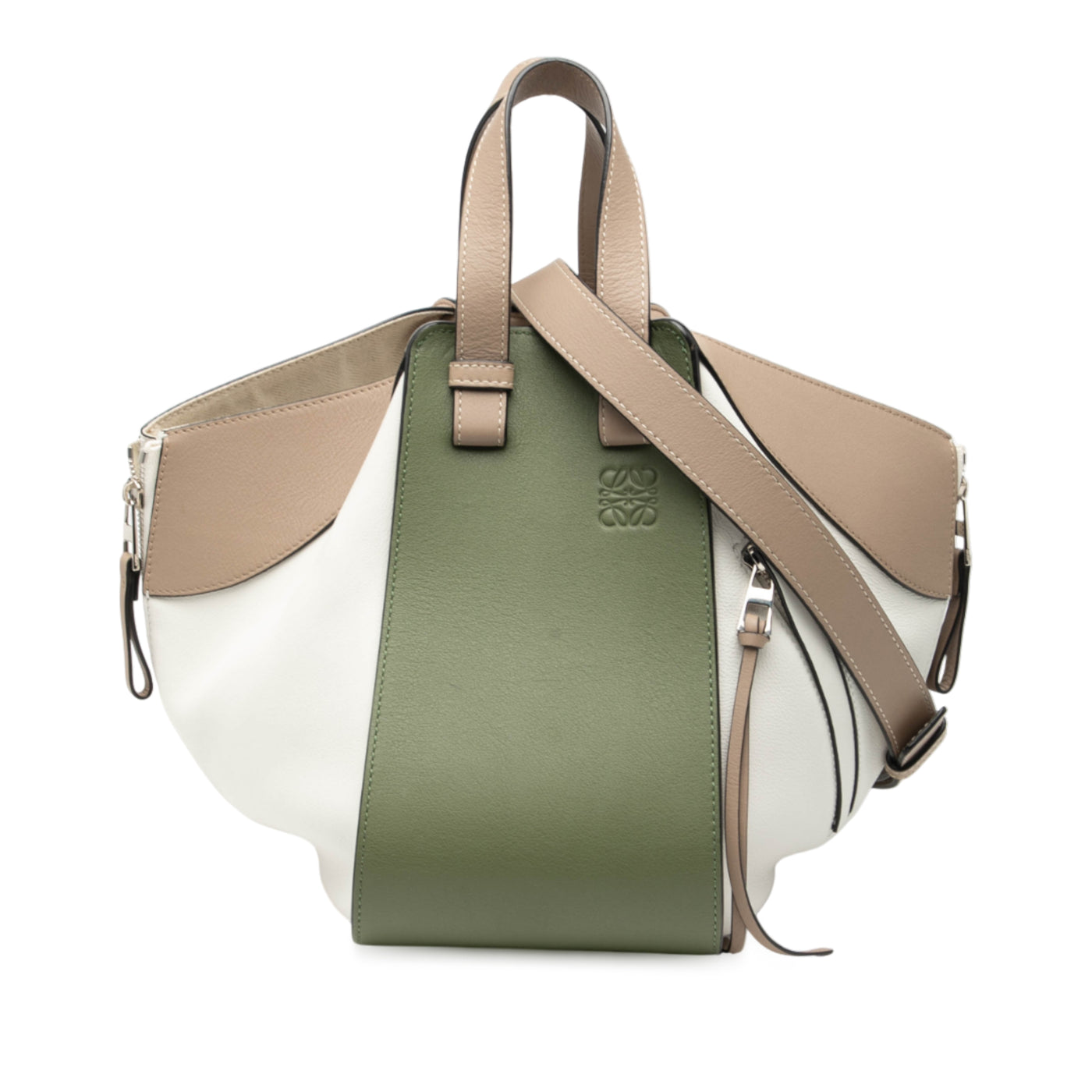 Small Tricolor Soft Grained Calfskin Hammock Bag - Image 1