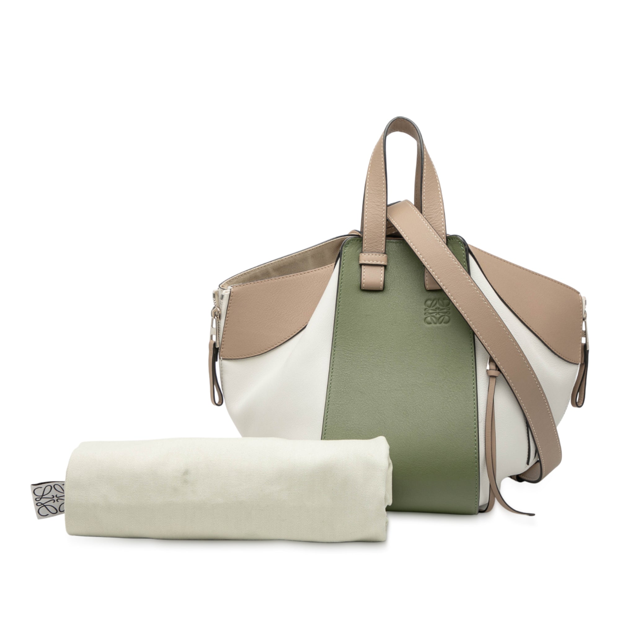 Small Tricolor Soft Grained Calfskin Hammock Bag - Image 8