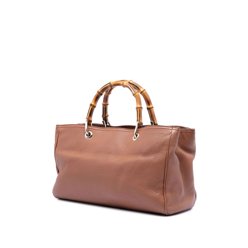 Medium Calfskin Bamboo Shopper Satchel - Image 2