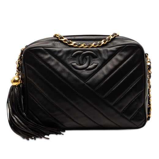 CC Diagonal Quilted Lambskin Tassel Camera Bag - Image 1