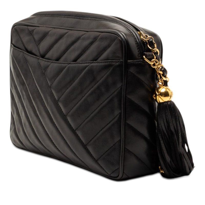 CC Diagonal Quilted Lambskin Tassel Camera Bag - Image 2