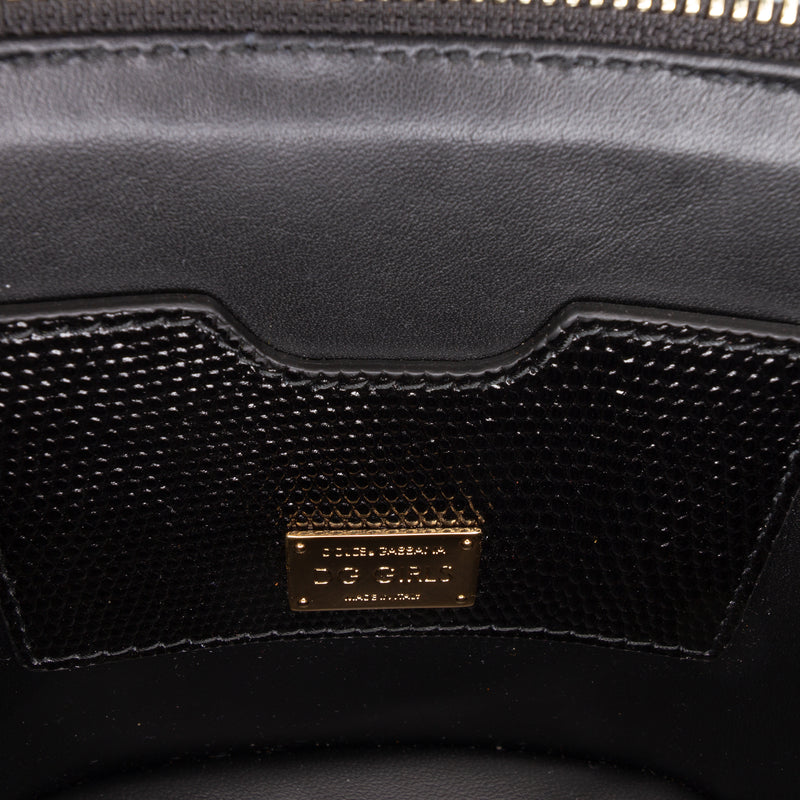 Floral Embroidered Raffia and Lizard Embossed Calfskin DG Girls Vanity Bag - Image 5