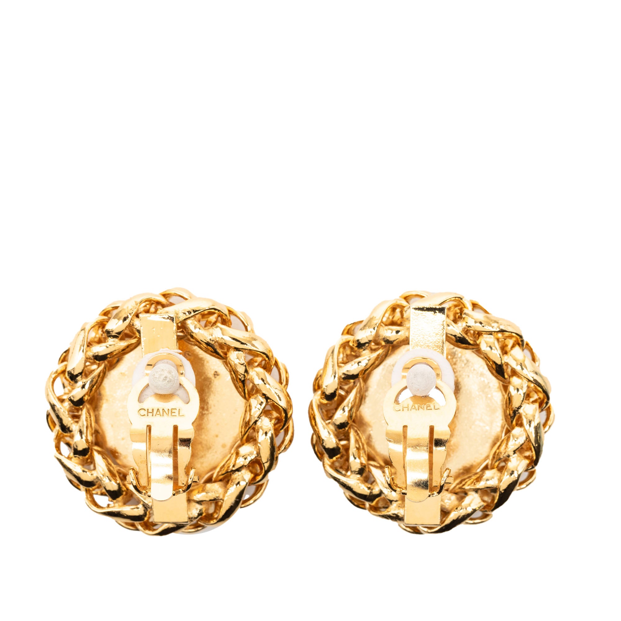 CC Gold Plated Wheat Medallion Clip On Earrings - Image 2