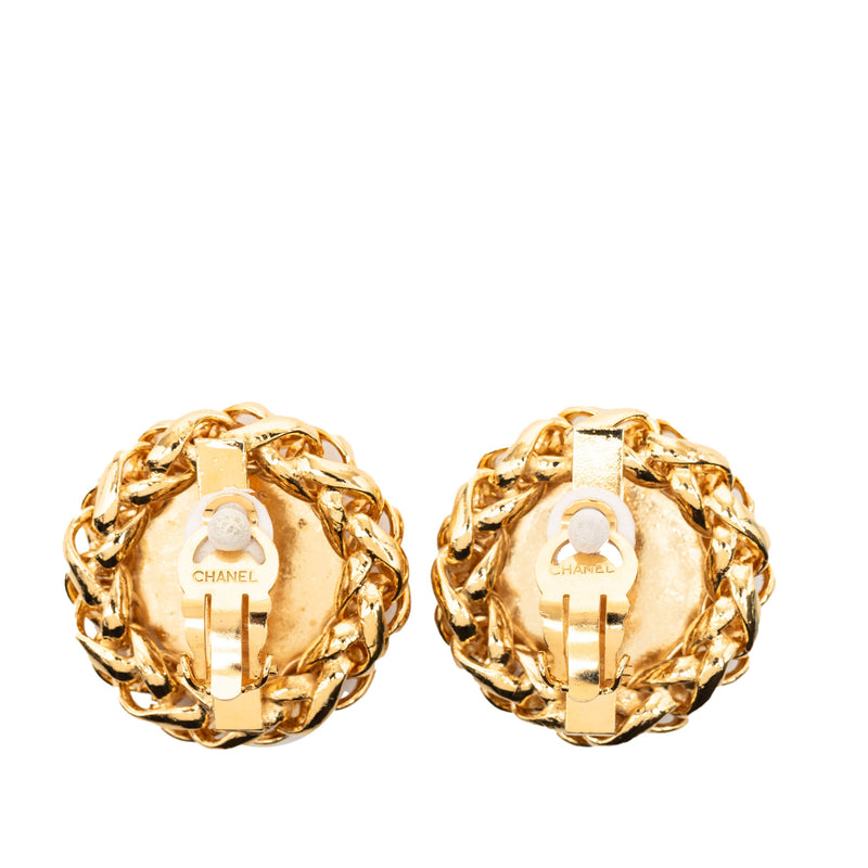 CC Gold Plated Wheat Medallion Clip On Earrings - Image 2