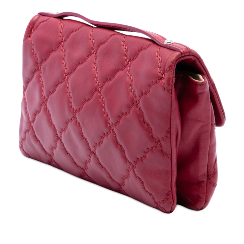 Quilted Calfskin Double Stitch Hamptons Clutch with Chain - Image 2