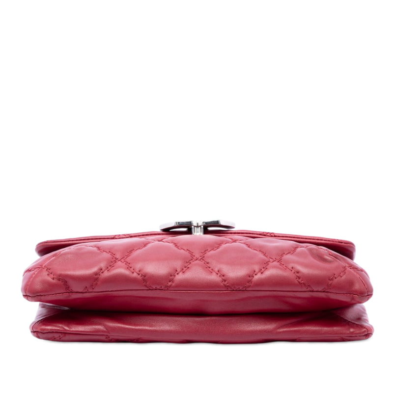 Quilted Calfskin Double Stitch Hamptons Clutch with Chain - Image 3