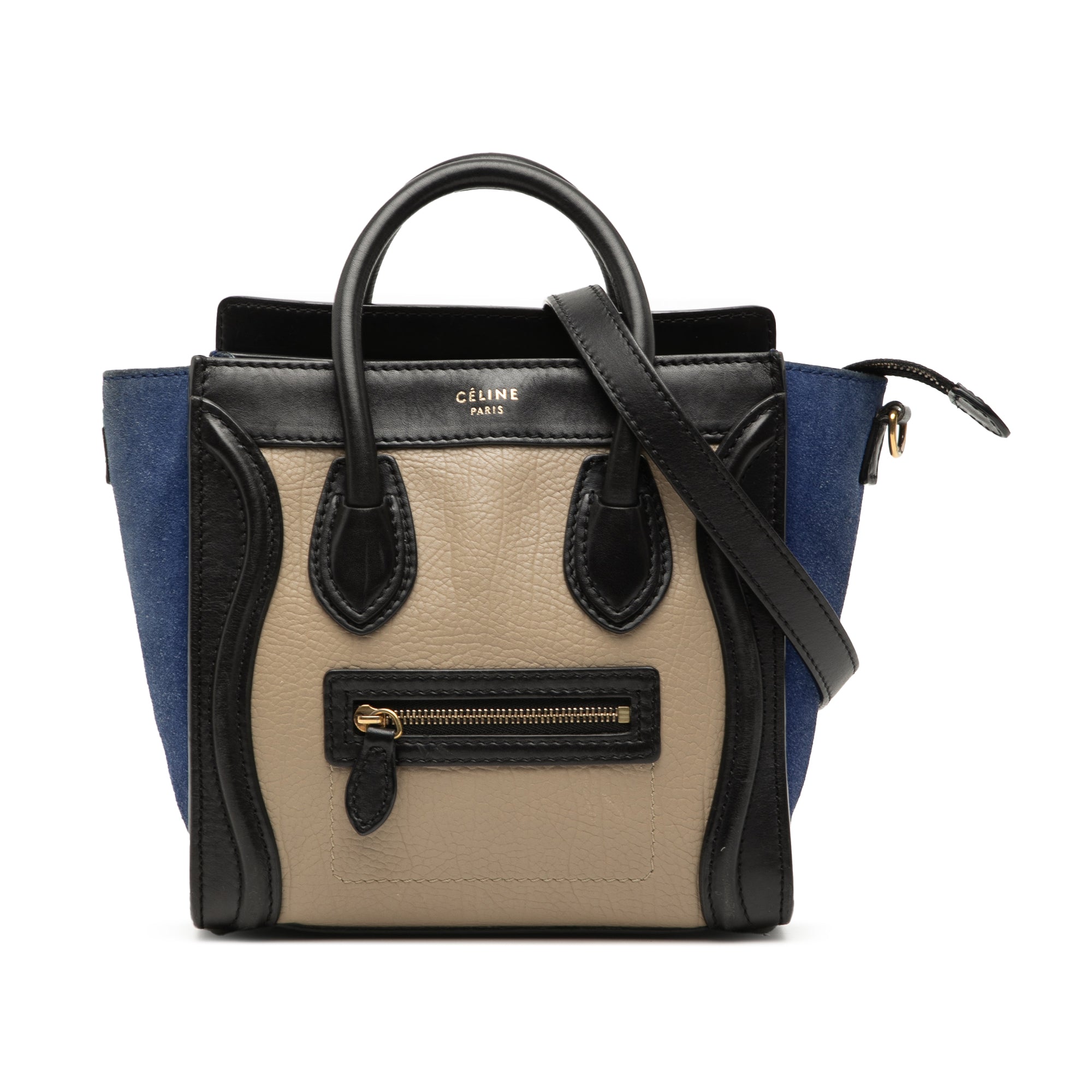 Nano Tricolor Calfskin and Suede Luggage Tote - Image 1