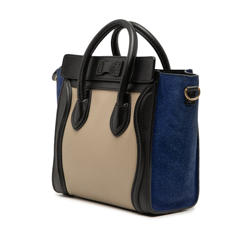 Nano Tricolor Calfskin and Suede Luggage Tote - Image 2