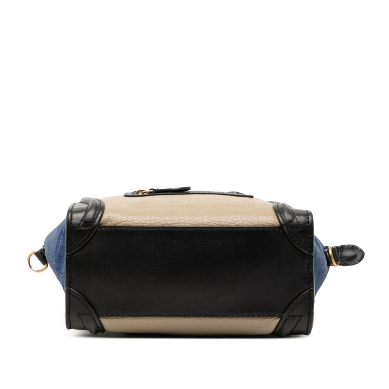 Nano Tricolor Calfskin and Suede Luggage Tote - Image 3