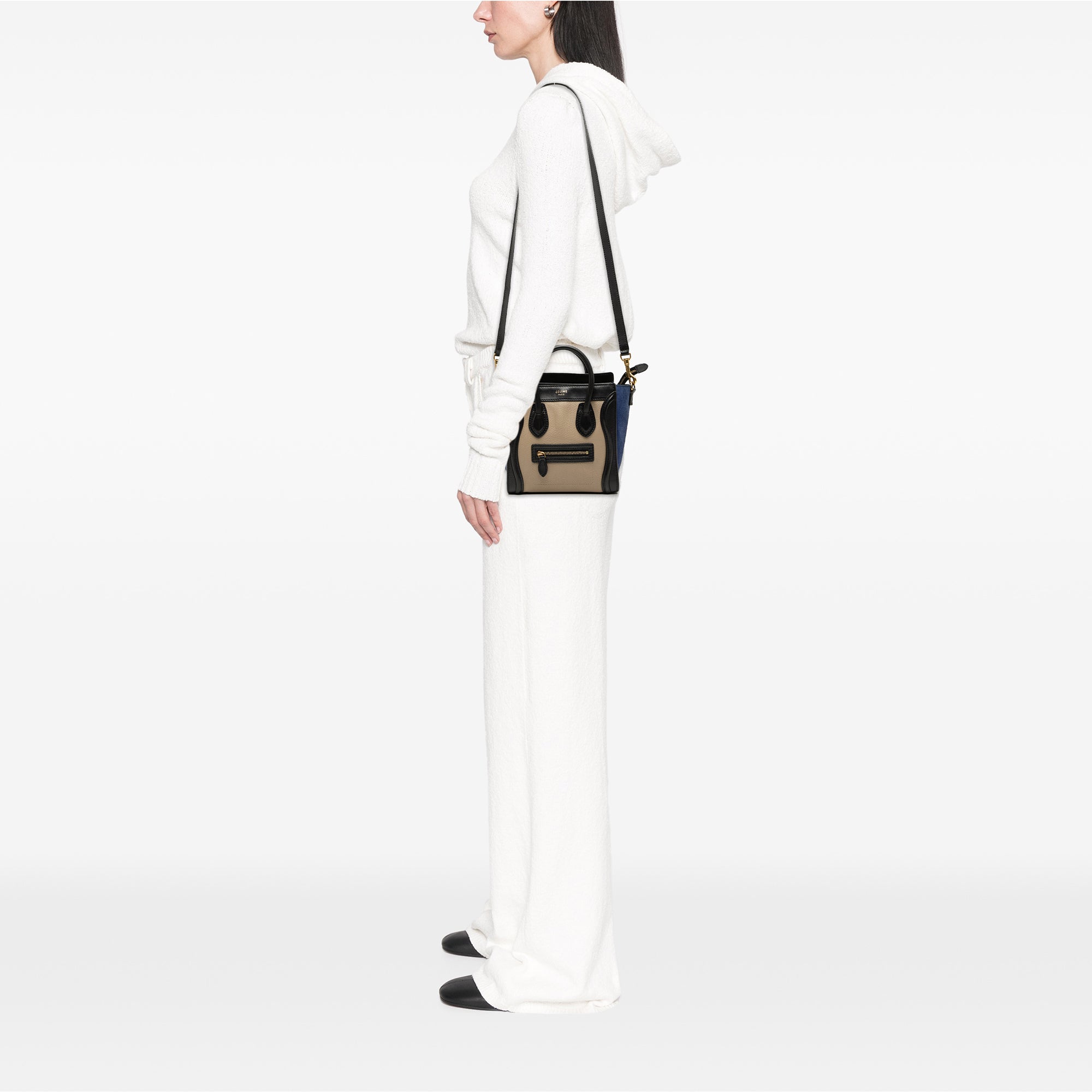 Nano Tricolor Calfskin and Suede Luggage Tote - Image 7