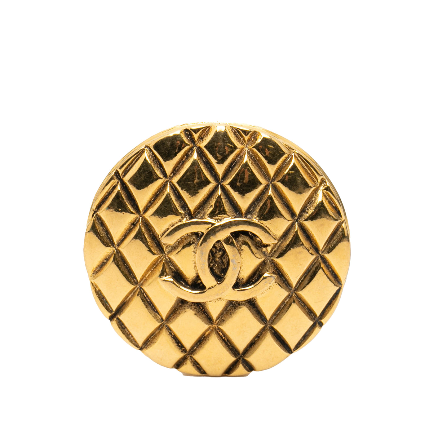 CC Gold Plated Quilted Round Brooch - Image 1