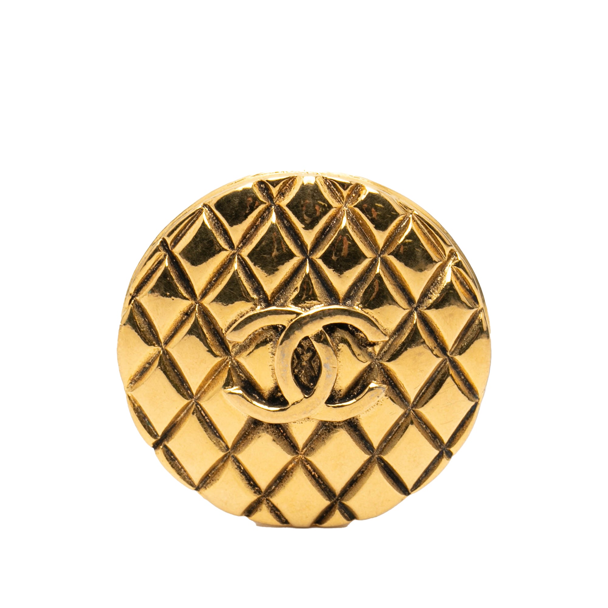 CC Gold Plated Quilted Round Brooch - Image 1