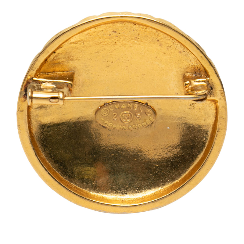 CC Gold Plated Quilted Round Brooch - Image 2
