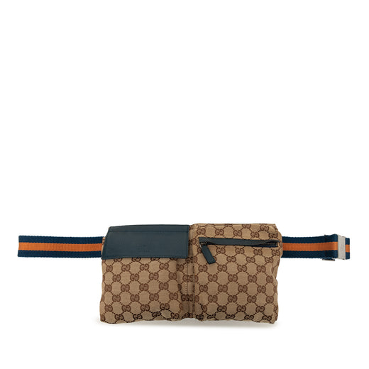 GG Canvas Web Double Pocket Belt Bag - Image 1