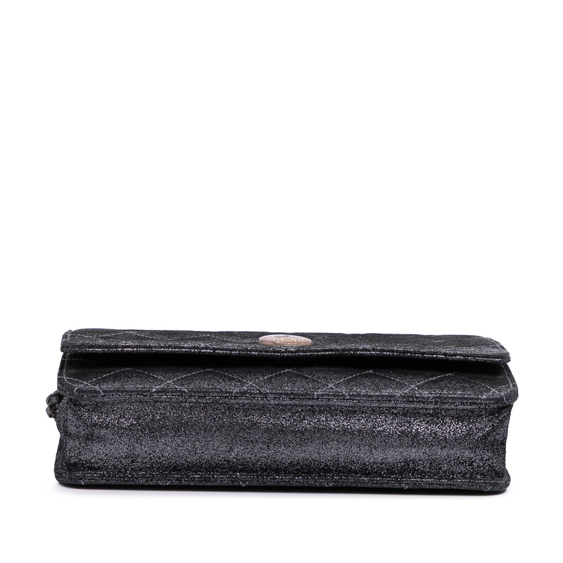 Quilted Iridescent Lambskin Tartan Button Wallet On Chain - Image 3