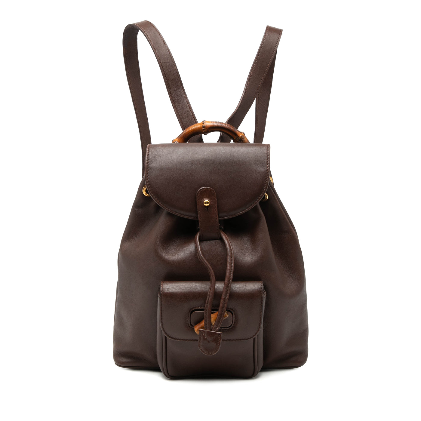 Calfskin Bamboo Drawstring Backpack - Image 1