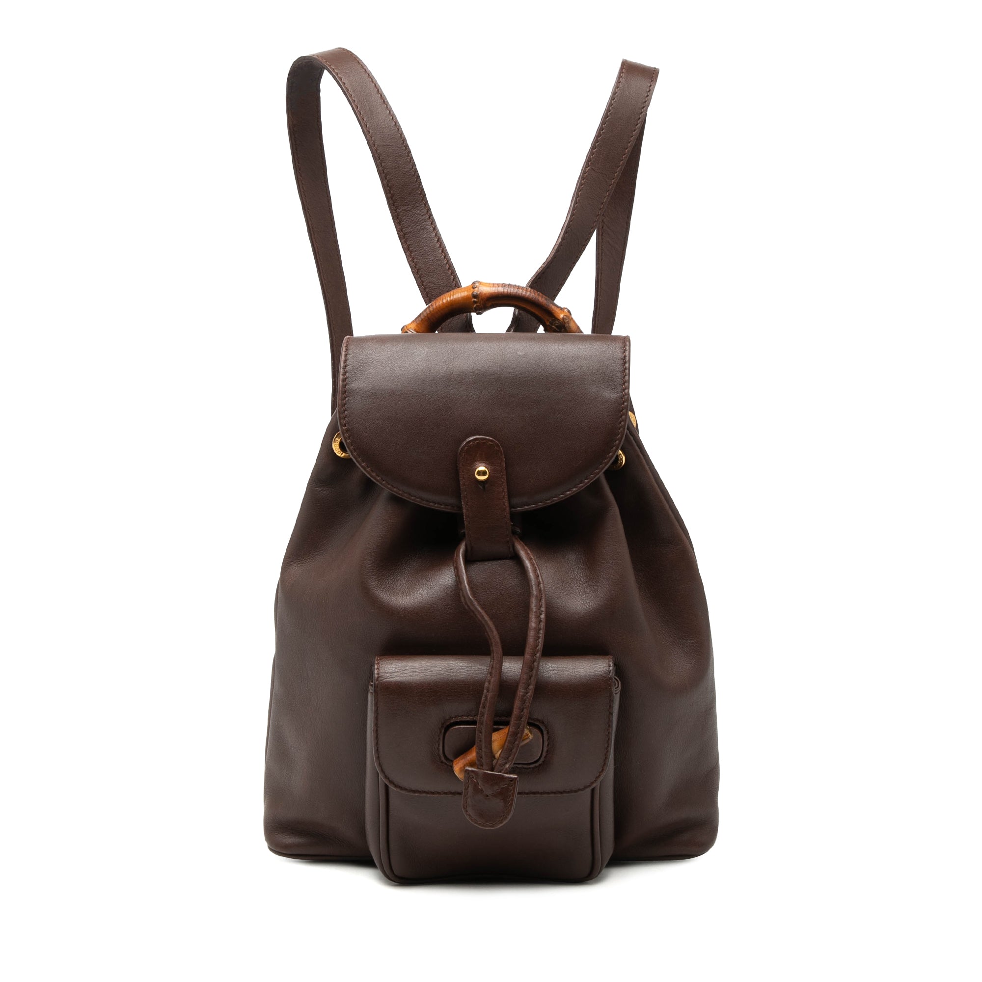Calfskin Bamboo Drawstring Backpack - Image 1