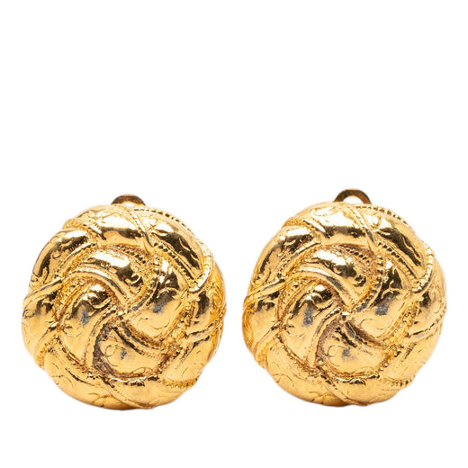 CC Gold Plated Round Clip On Earrings - Image 1
