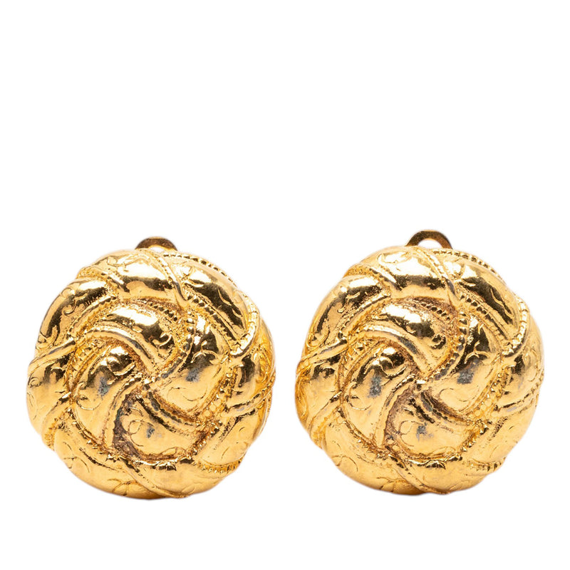 CC Gold Plated Round Clip On Earrings