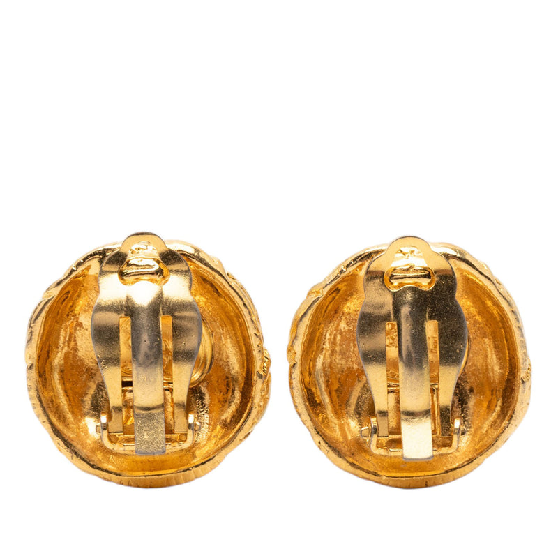 CC Gold Plated Round Clip On Earrings - Image 2