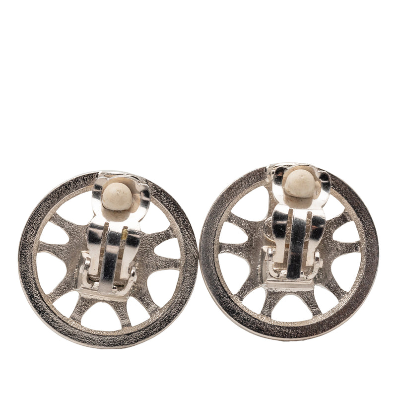 CC Silver Plated Wheel Clip On Earrings - Image 2