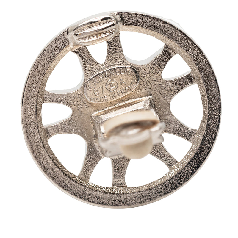 CC Silver Plated Wheel Clip On Earrings - Image 3