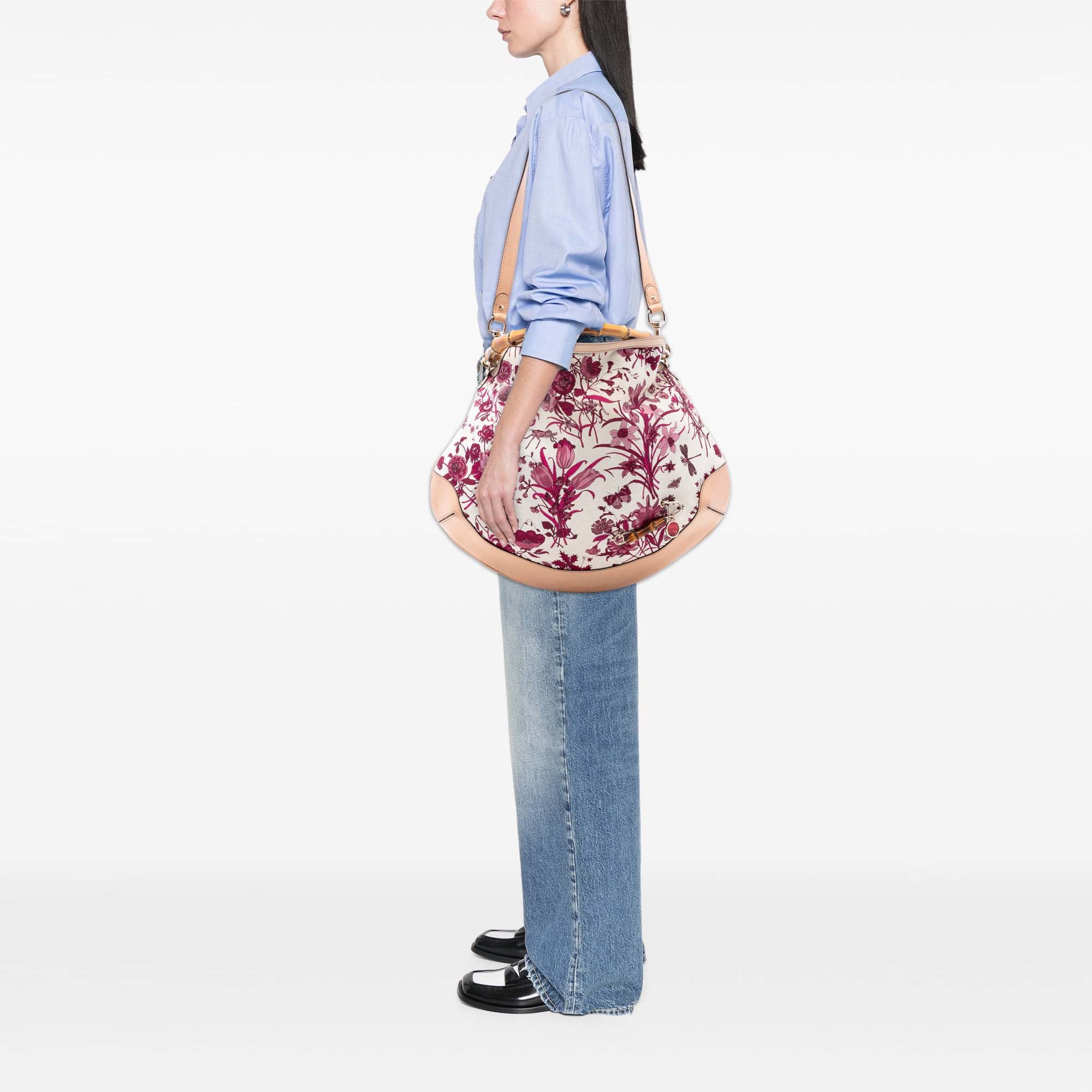 Canvas Floral Peggy Bamboo Hobo - Image 7