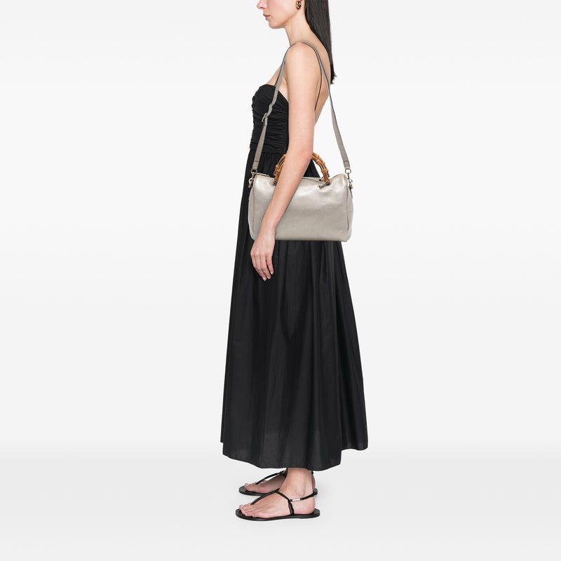 Medium Calfskin Bamboo Shopper Boston Bag - Image 7