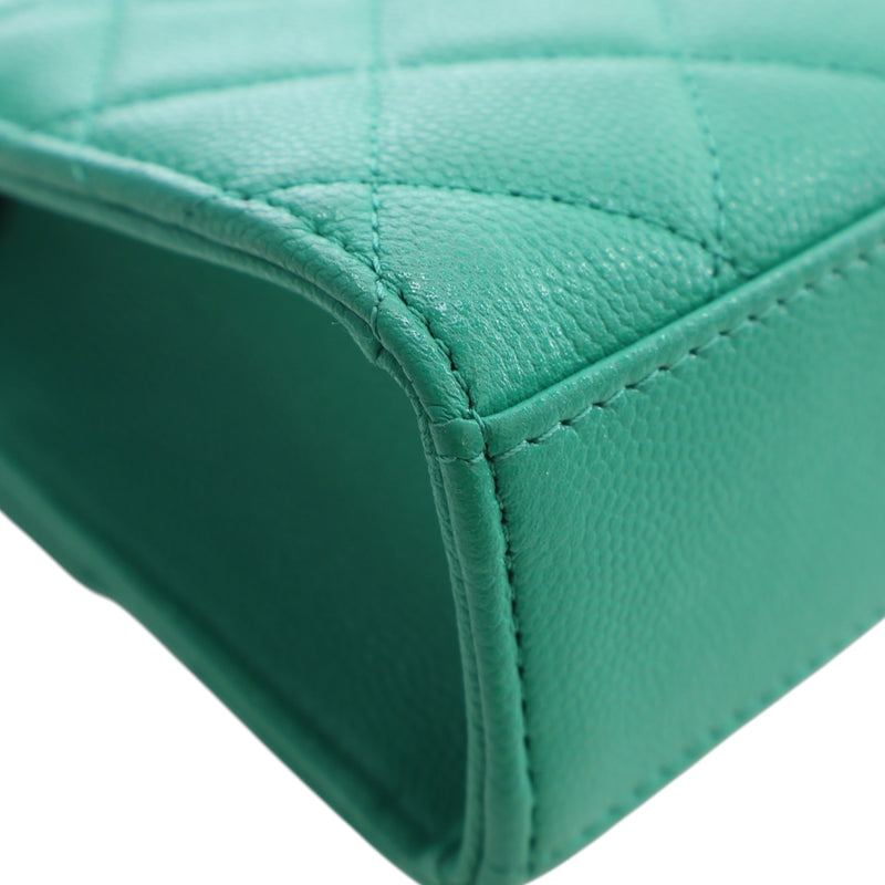Mini CC Quilted Caviar Top Handle Flap with Chain - Image 10