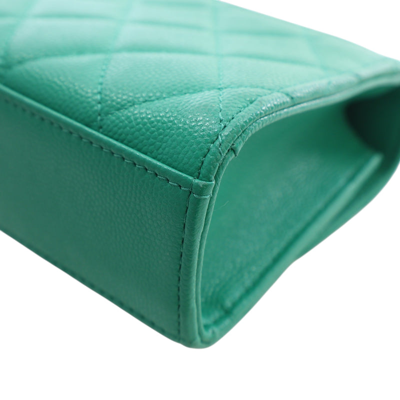 Mini CC Quilted Caviar Top Handle Flap with Chain - Image 11