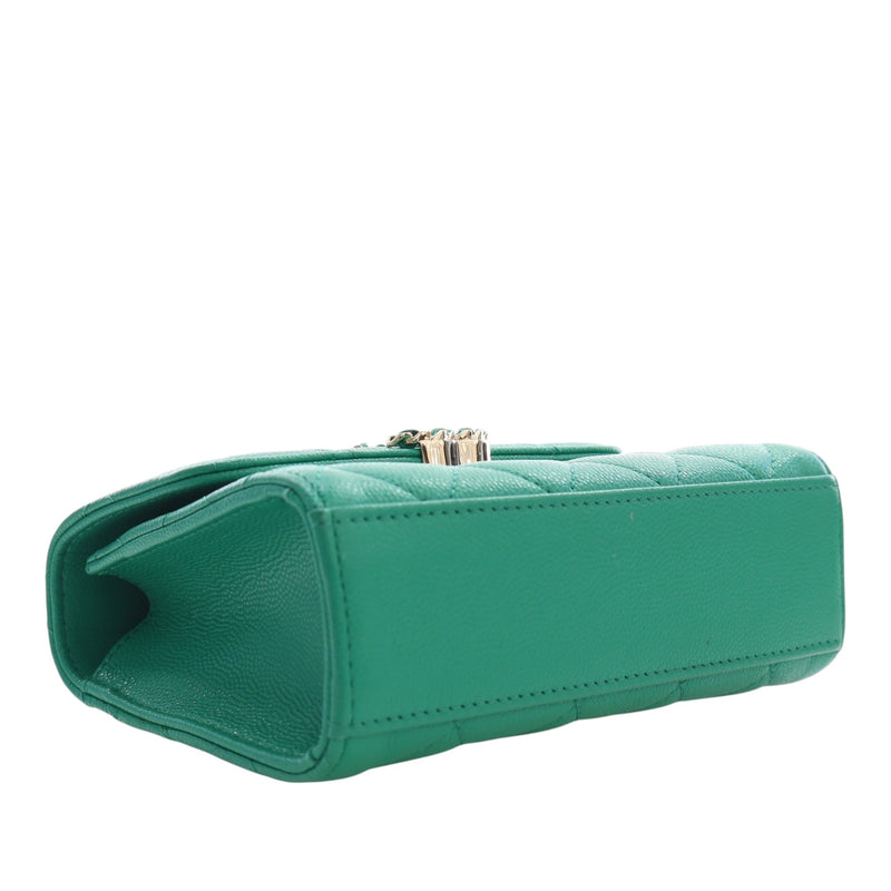 Mini CC Quilted Caviar Top Handle Flap with Chain - Image 12