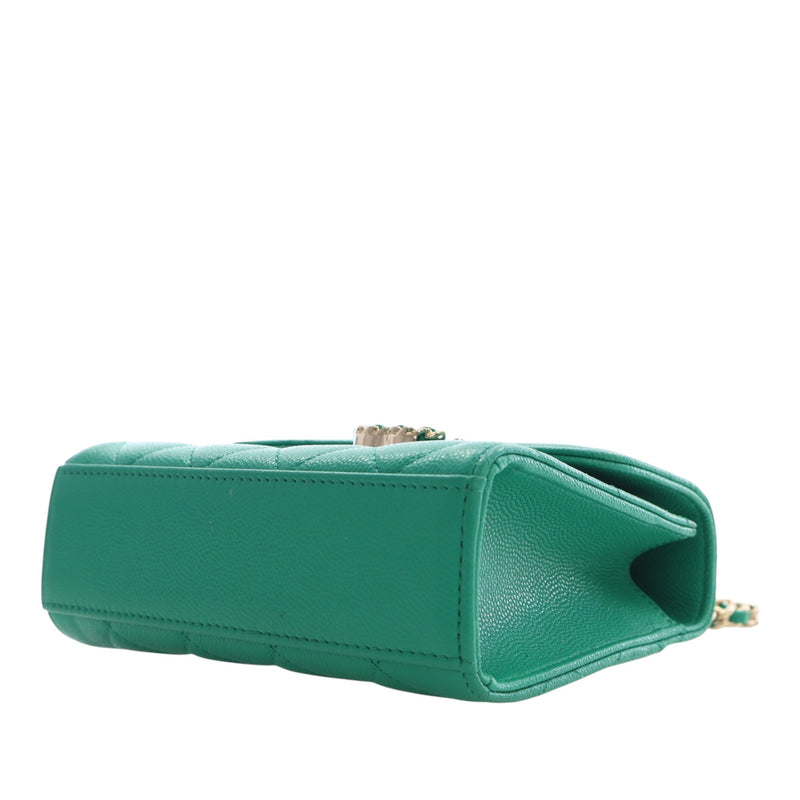 Mini CC Quilted Caviar Top Handle Flap with Chain - Image 13