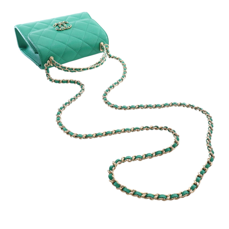 Mini CC Quilted Caviar Top Handle Flap with Chain - Image 14