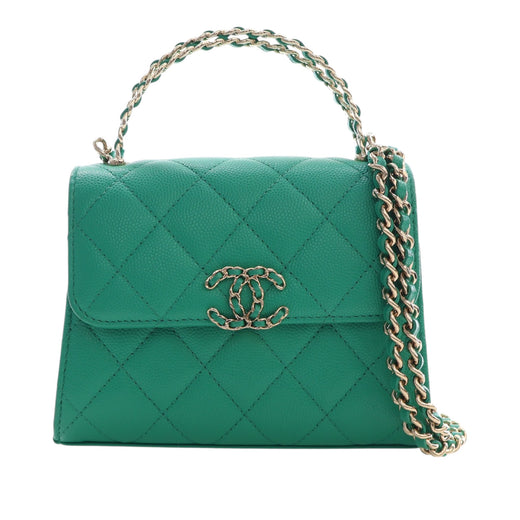 Mini CC Quilted Caviar Top Handle Flap with Chain - Image 1