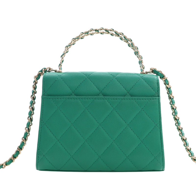 Mini CC Quilted Caviar Top Handle Flap with Chain - Image 4