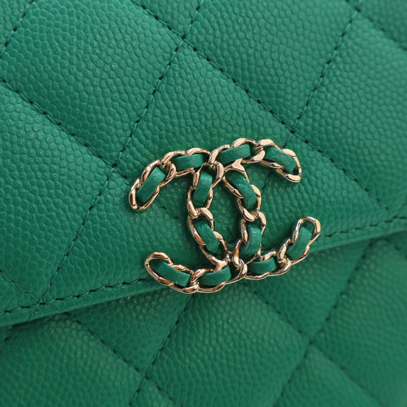 Mini CC Quilted Caviar Top Handle Flap with Chain - Image 7