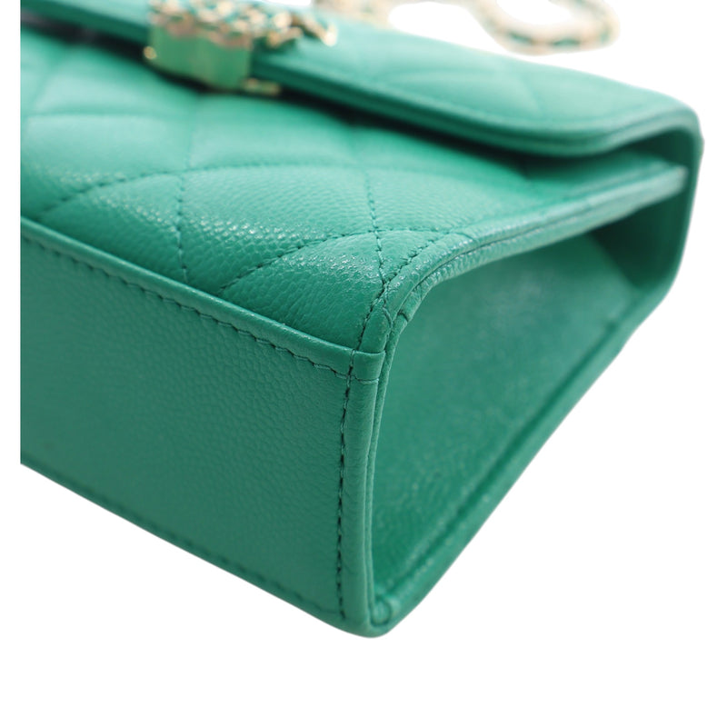 Mini CC Quilted Caviar Top Handle Flap with Chain - Image 8