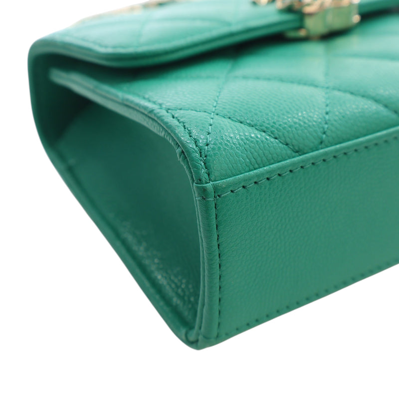 Mini CC Quilted Caviar Top Handle Flap with Chain - Image 9
