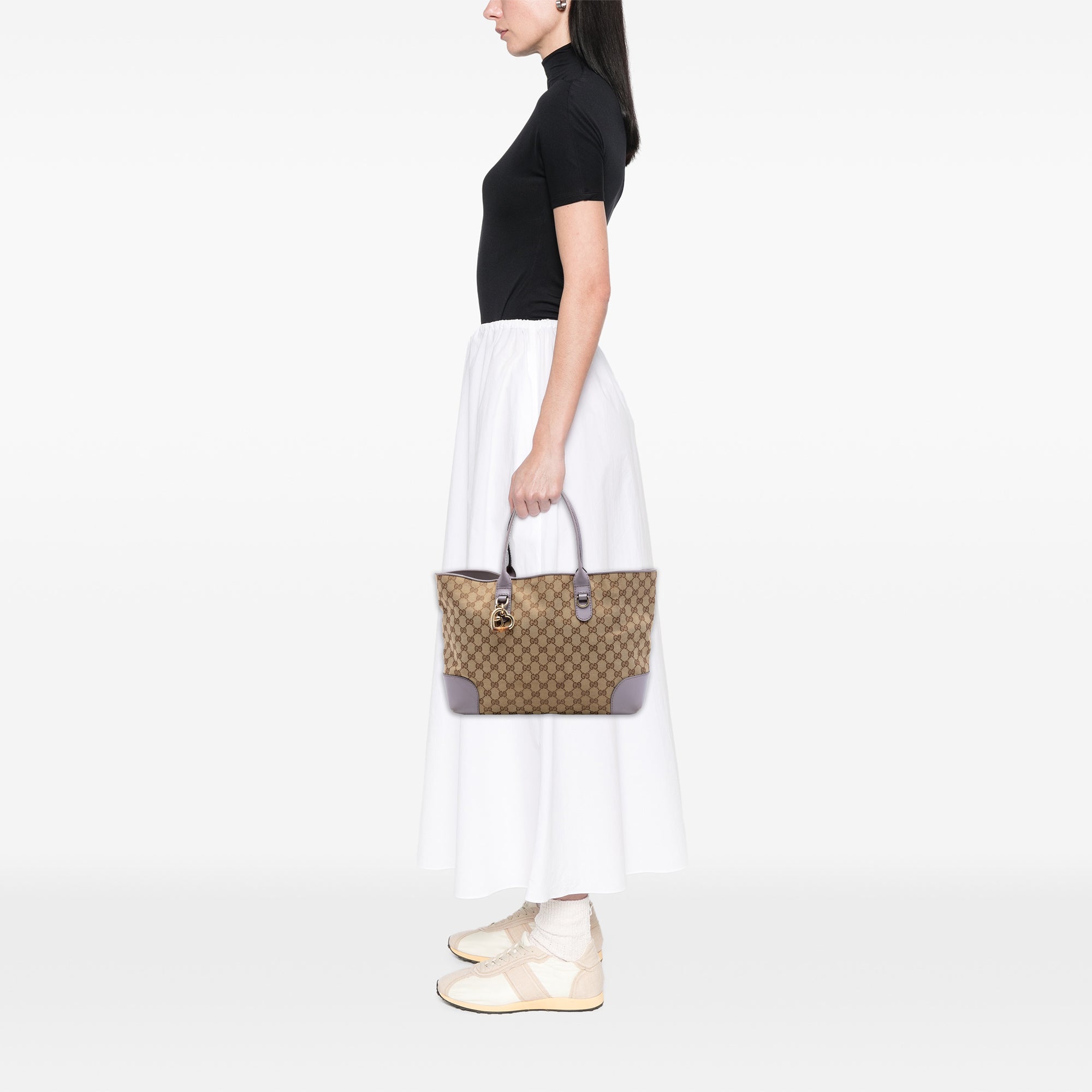 GG Canvas Heart Bit Tote - Image 7